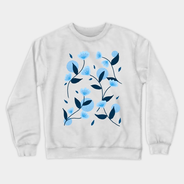 Blue retro floral pattern Crewneck Sweatshirt by Home Cyn Home 